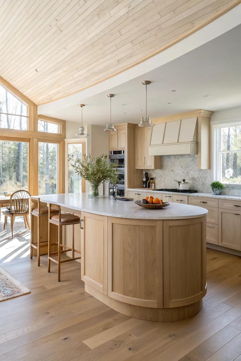 Curved edges on your island create a seamless and elegant flow.