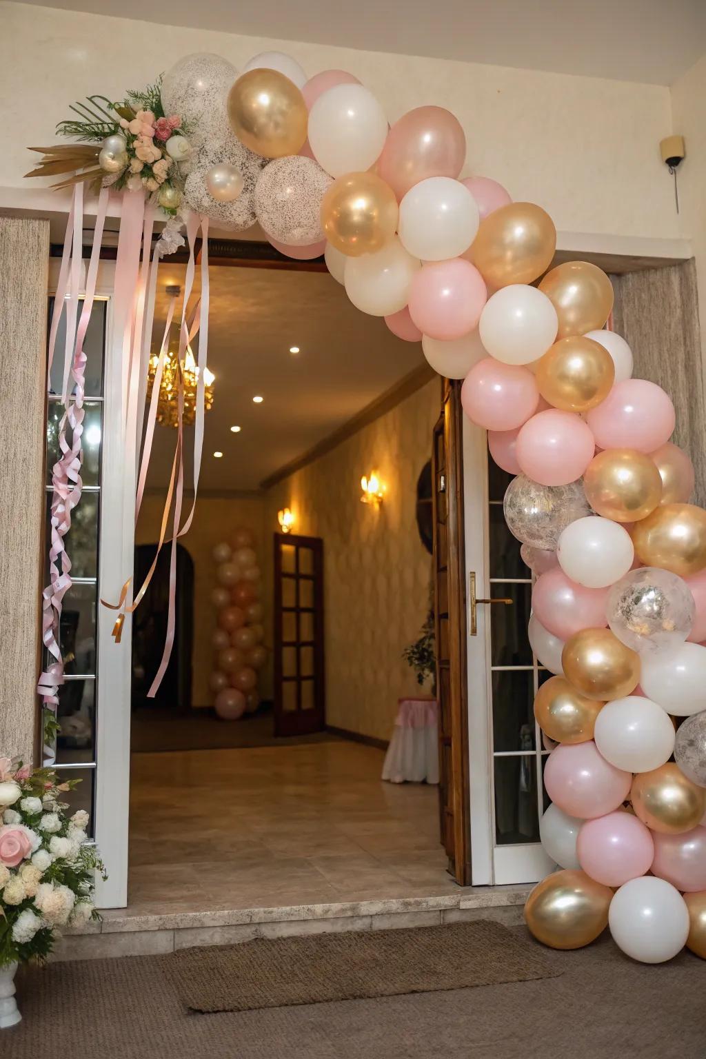 Guide your guests with a cascading arch that invites them into a world of celebration.