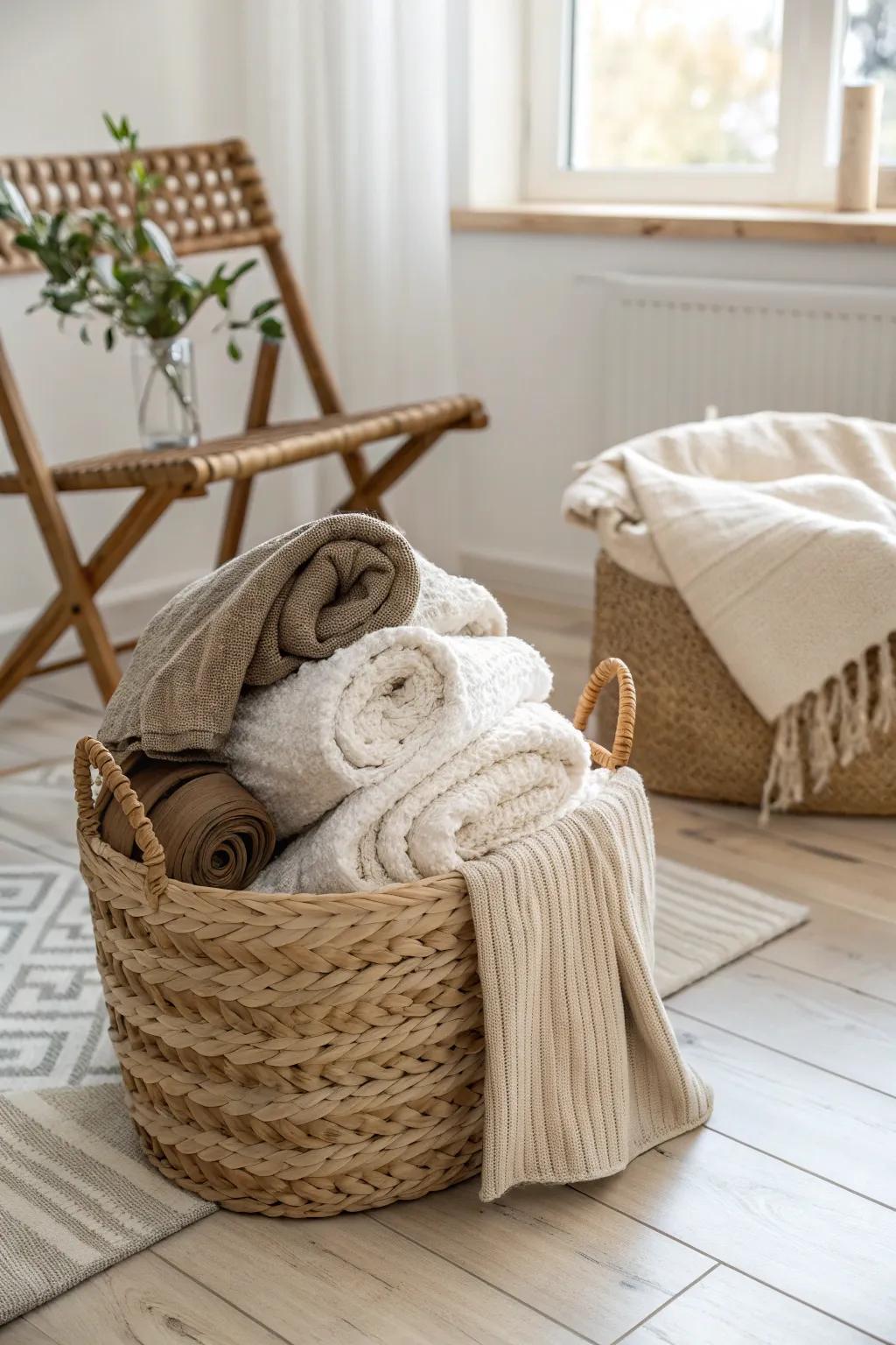 Neutral tones offer a calming and cohesive look.