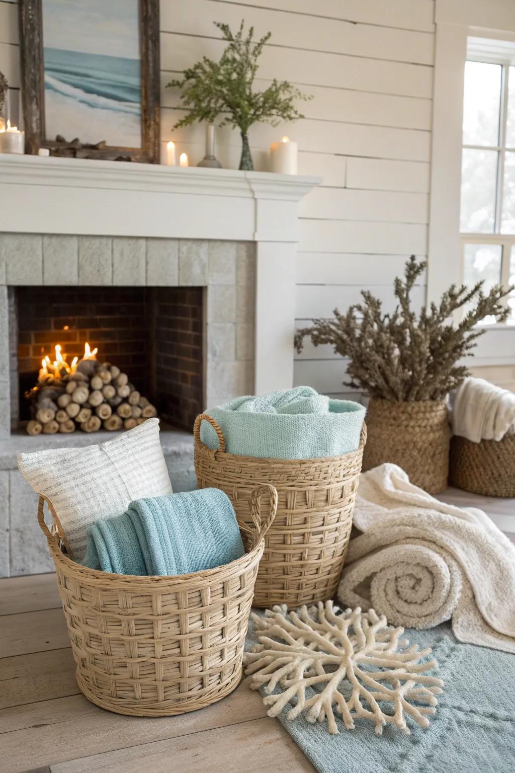 Seagrass baskets combine functionality with the beauty of natural materials.