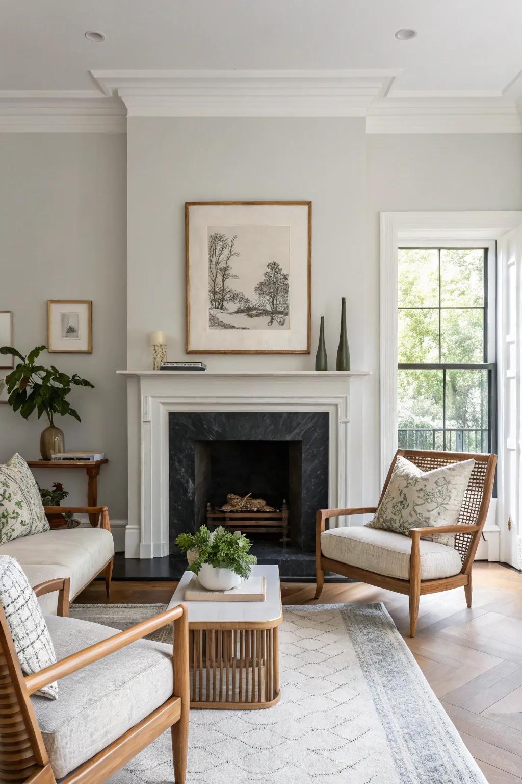 Modern touches add a fresh twist to the traditional colonial style.