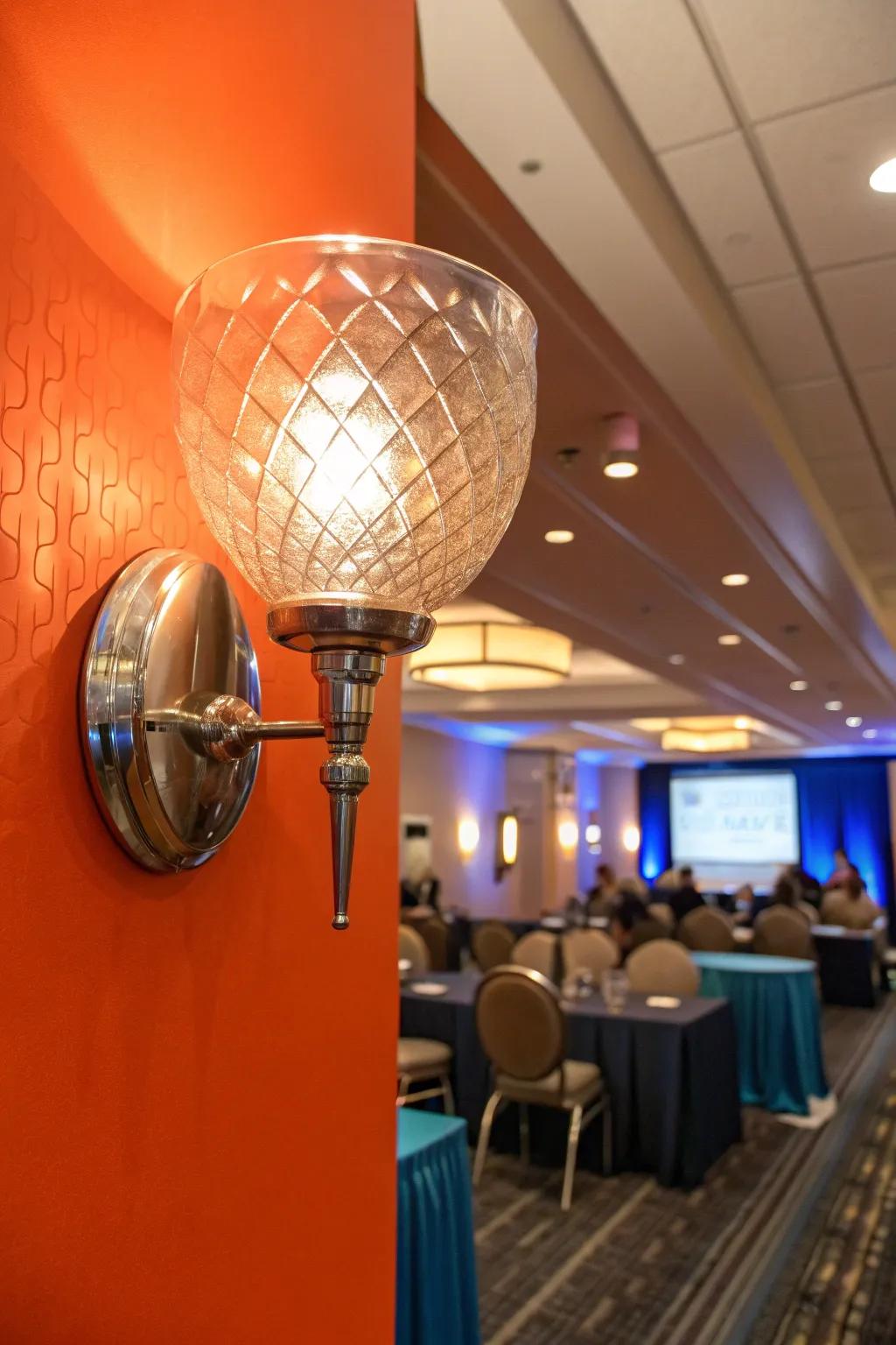 Add warmth and character to your conference room with cozy wall sconces that offer gentle, indirect lighting.