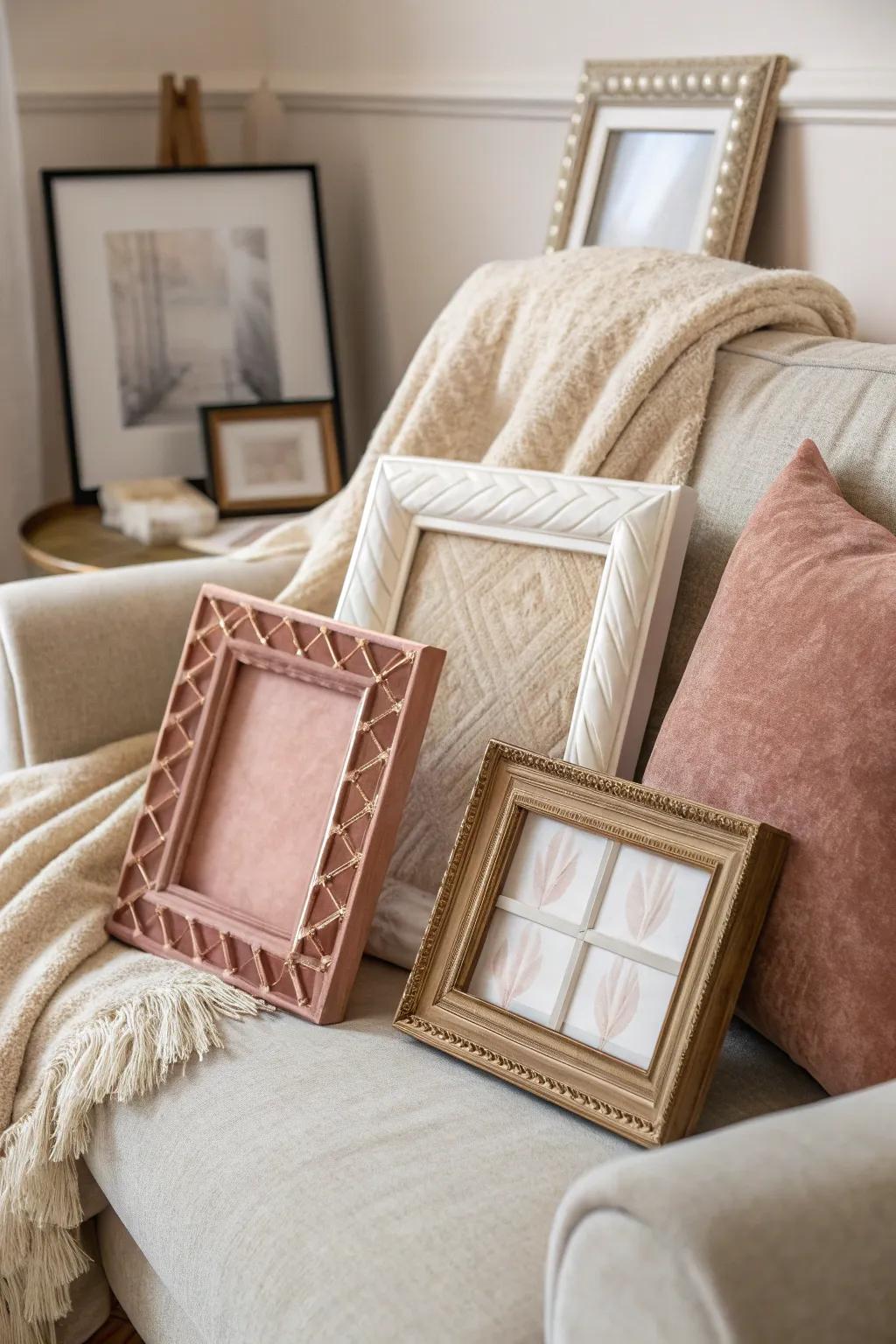Introduce warmth and texture to your space with fabric-covered frames that are both stylish and inviting.