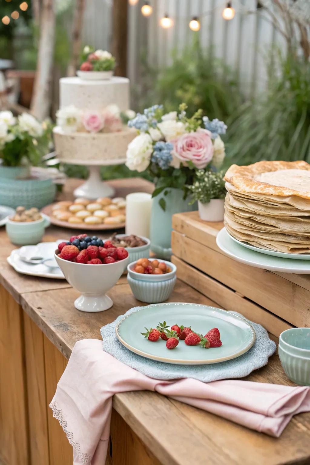 Indulge in custom crepes at a dedicated crepe station.