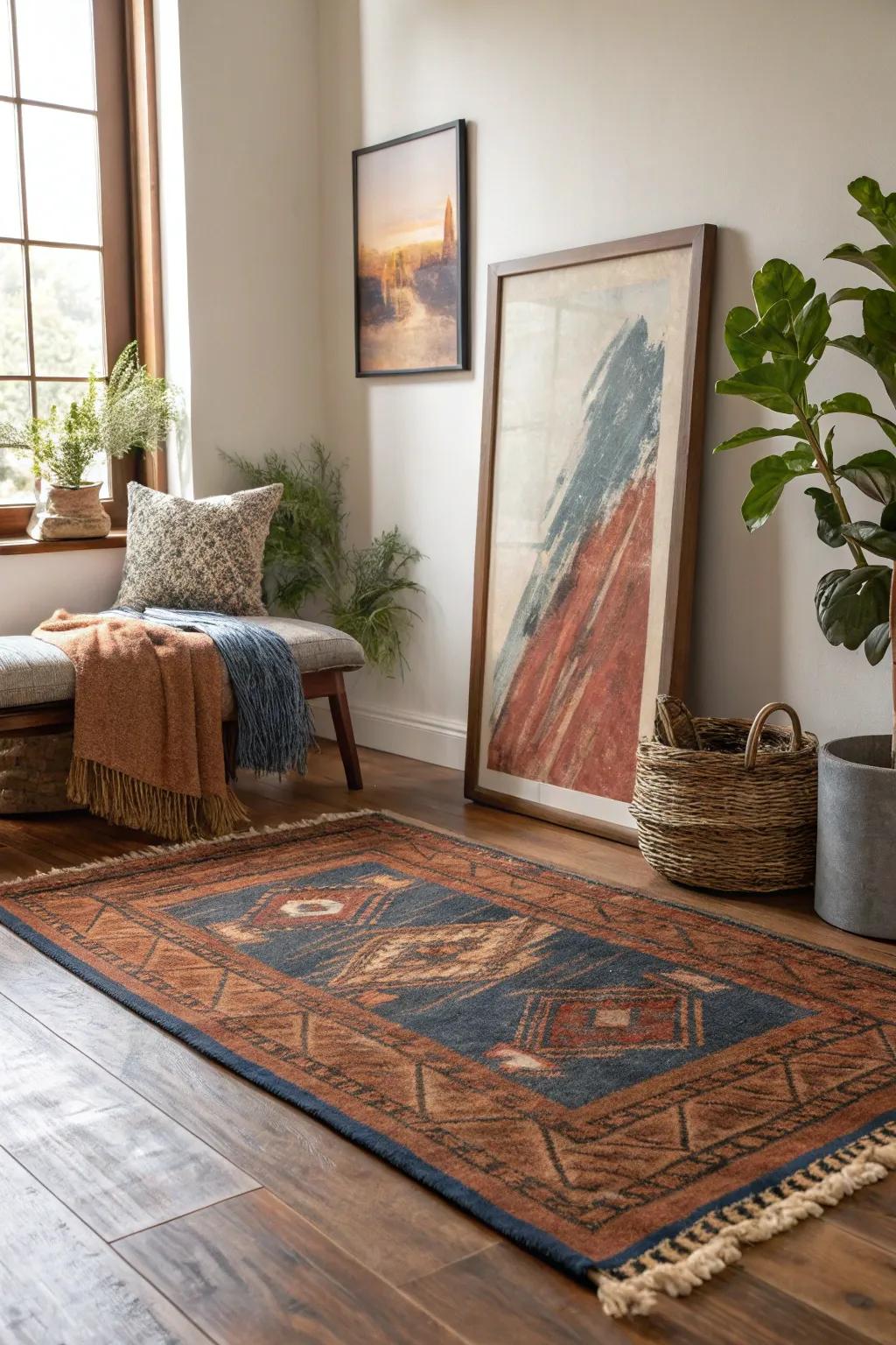 Get laid-back with artwork casually propped on the floor.
