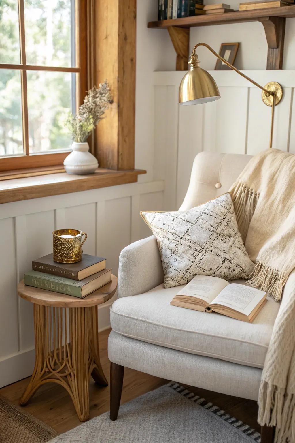 Vintage corner brackets add support and style, perfect for a nostalgic touch.