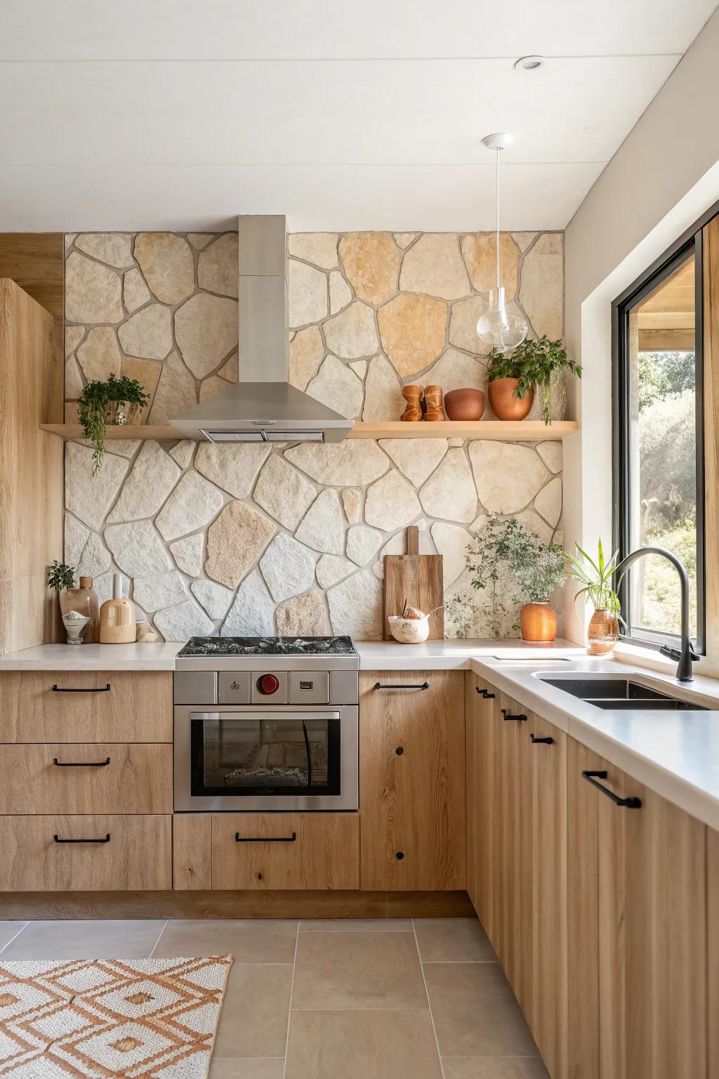 Add character to your kitchen with a textured backsplash that stands out.