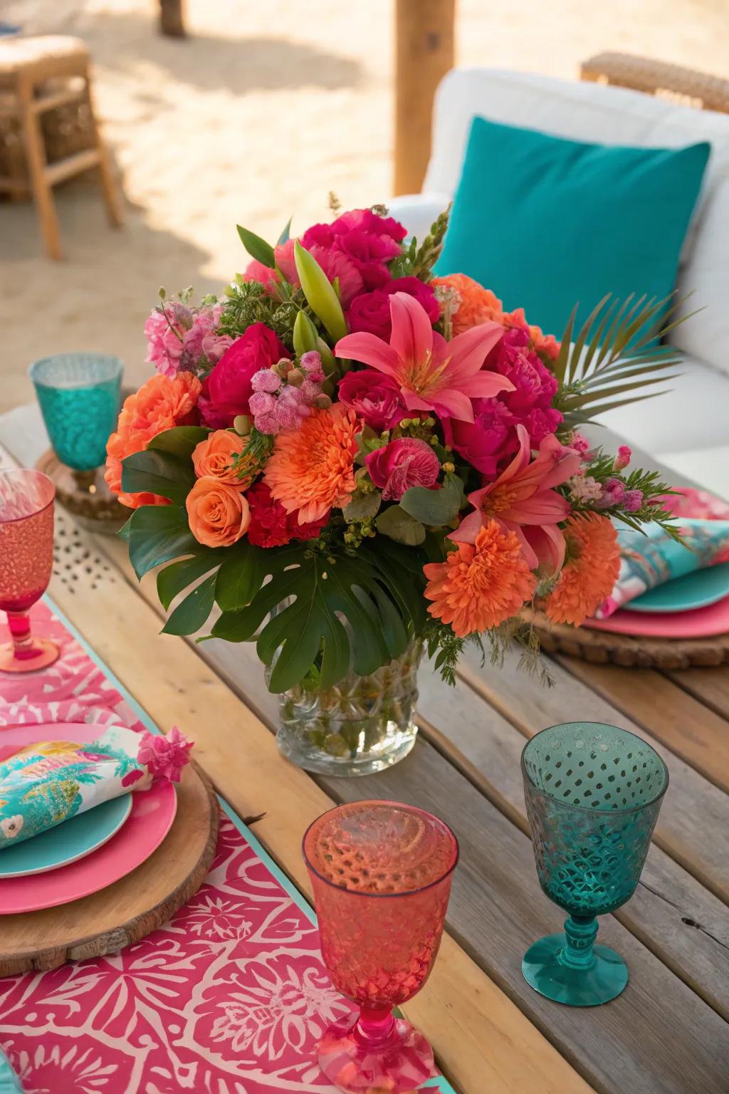 Fresh flowers breathe life and color into your lounge party decor.