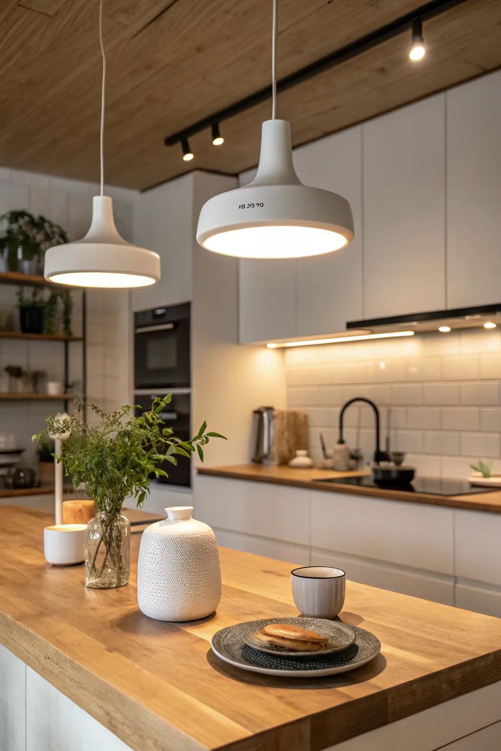 Embrace technology with smart lighting systems that bring convenience and style to your kitchen.