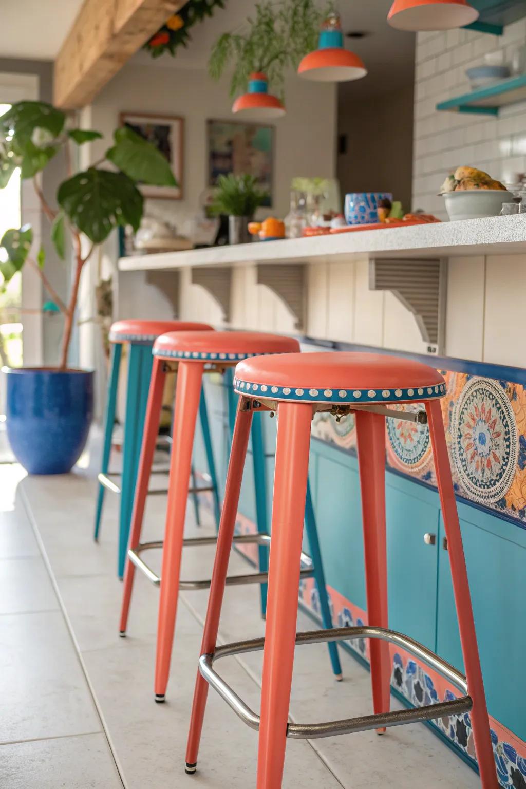 Make a statement with bold colors that add fun and energy to your kitchen.