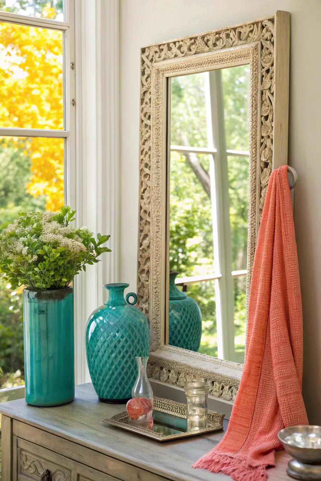 Enhance your home's brightness with strategically placed mirrors that reflect light and expand space.