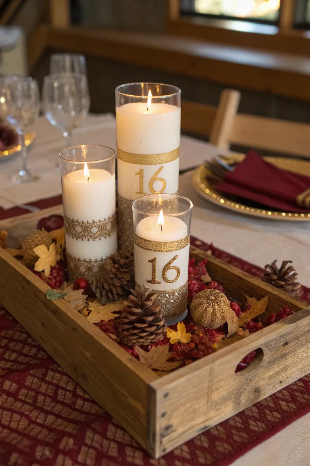 Set the mood with beautifully arranged candle displays.