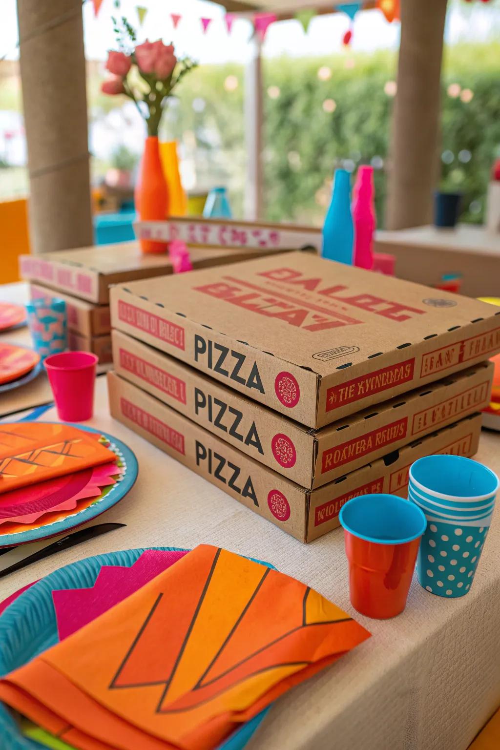 Custom pizza boxes make for fun take-home gifts, extending the party's joy beyond your home.