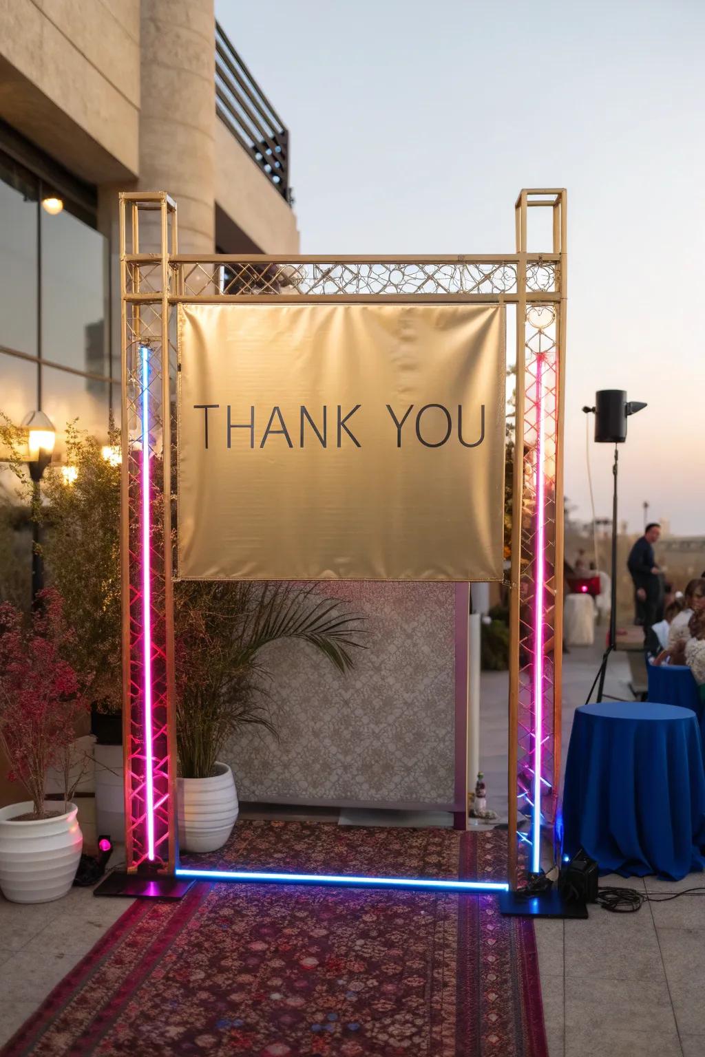 Add a golden touch to your gratitude with a banner that exudes luxury.