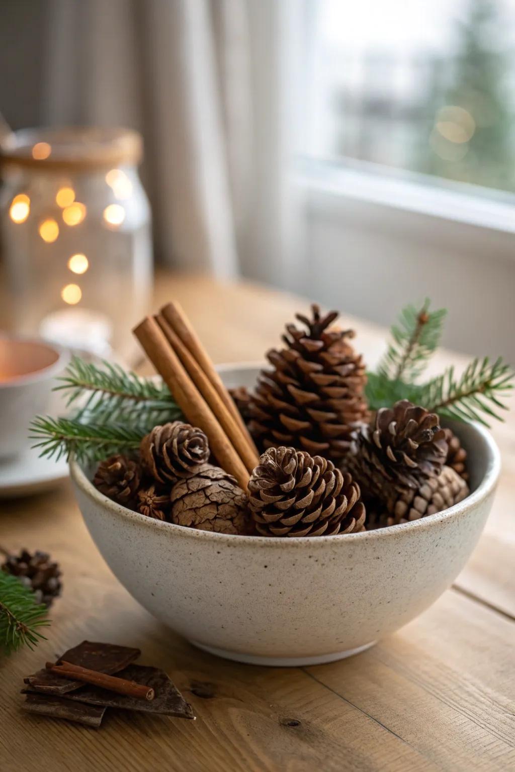 Let the rich aroma of these scented pinecones fill your home during Yule.