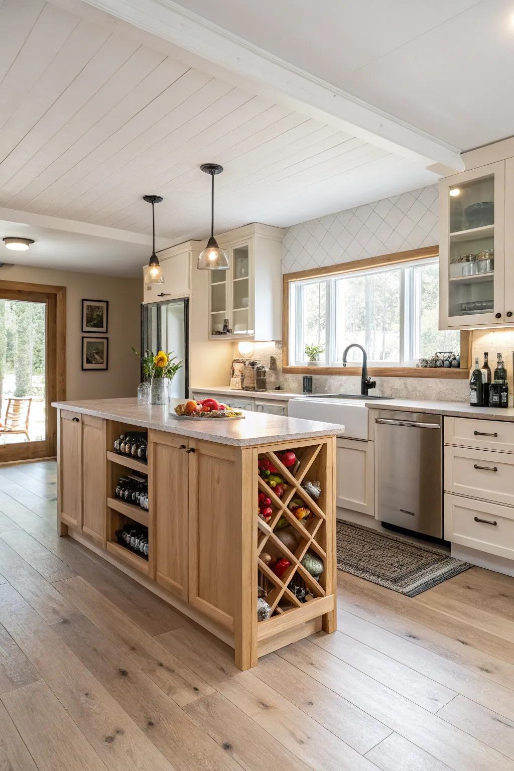 A multifunctional island marries utility with charm.