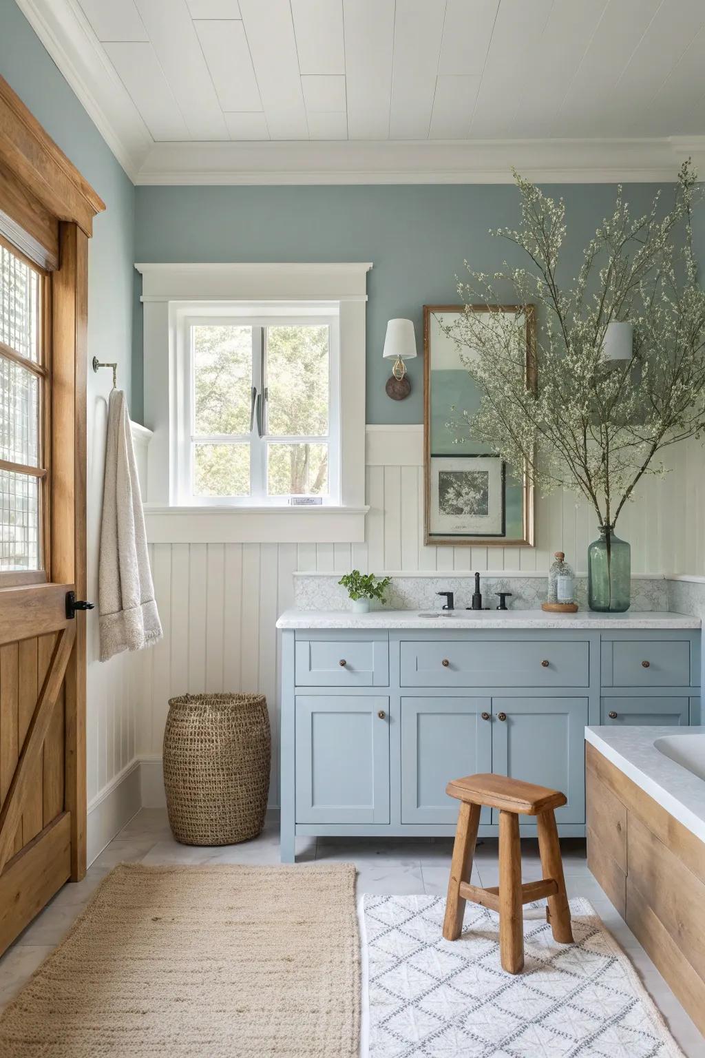 Dual tones add a playful and vibrant touch to your bathroom.