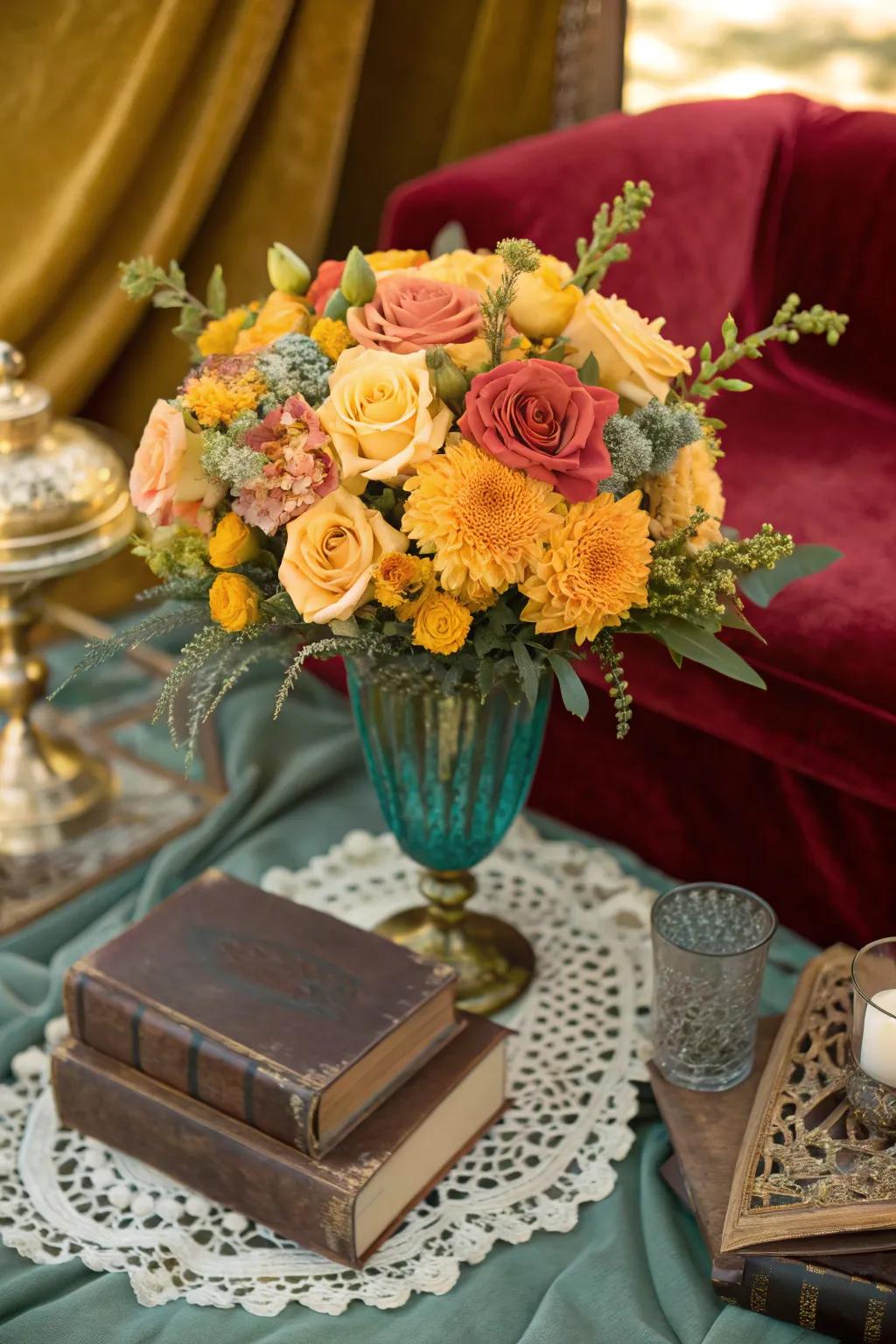 Step back in time with vintage-inspired floral arrangements that exude charm and elegance.
