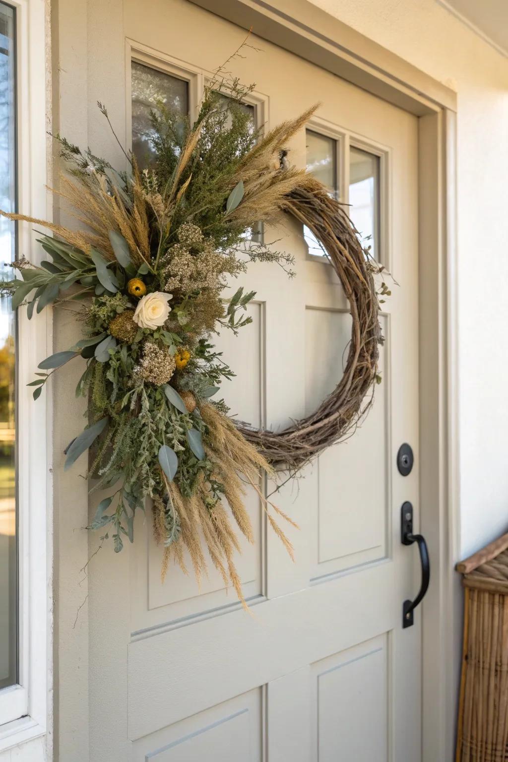 A seasonal wreath adds a welcoming charm to your doorstep, an invitation to warmth.