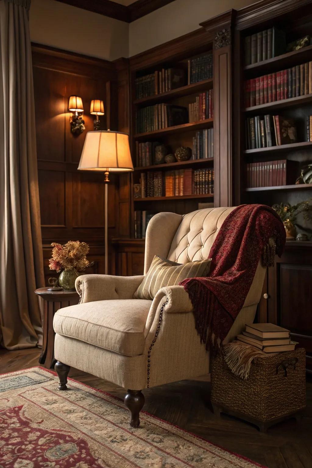 A reading nook adds a personal and cozy touch to your living room. 📚 #ReadingCorner #CozyHome