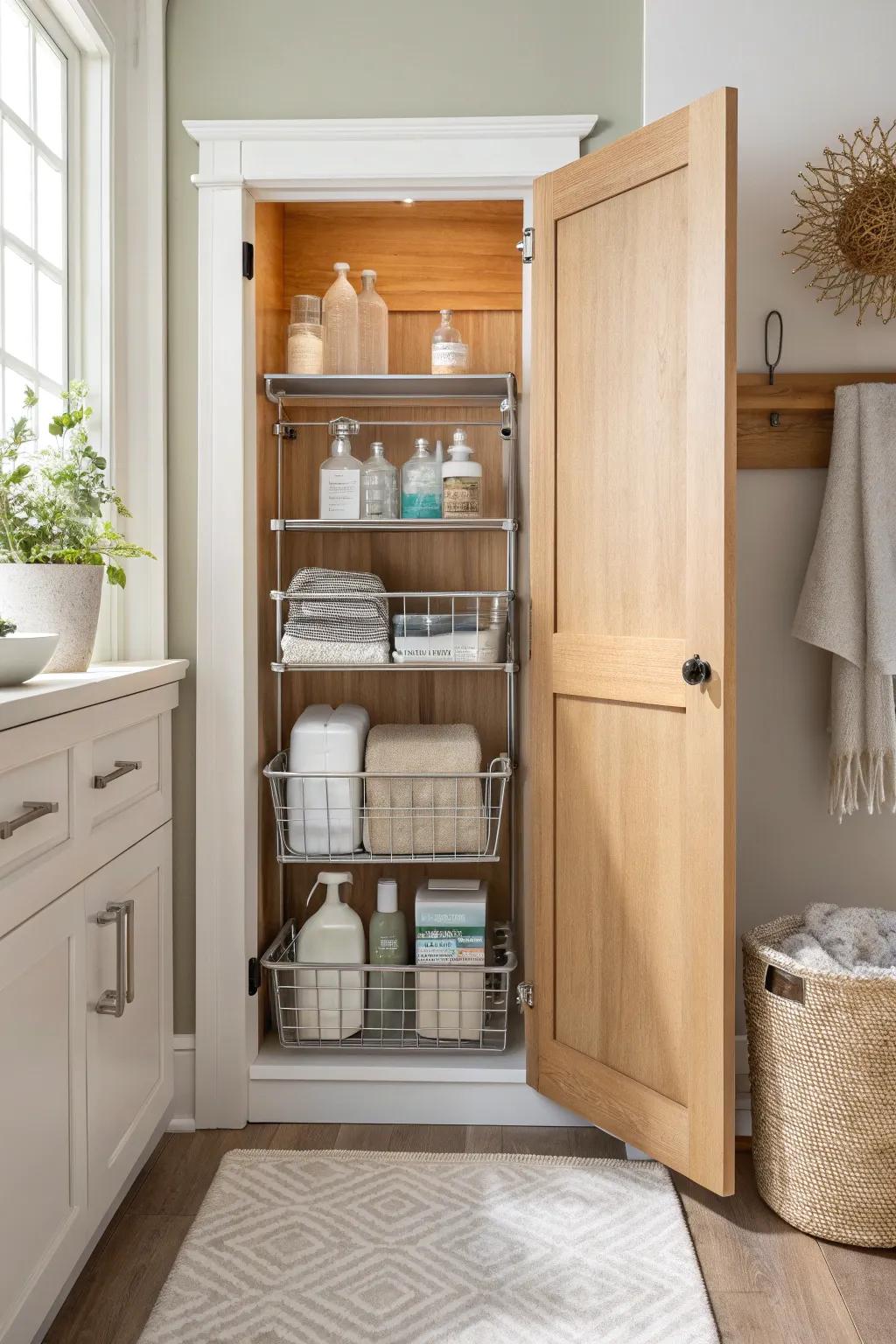 Maximize cupboard utility with over-the-door solutions that keep essentials organized.