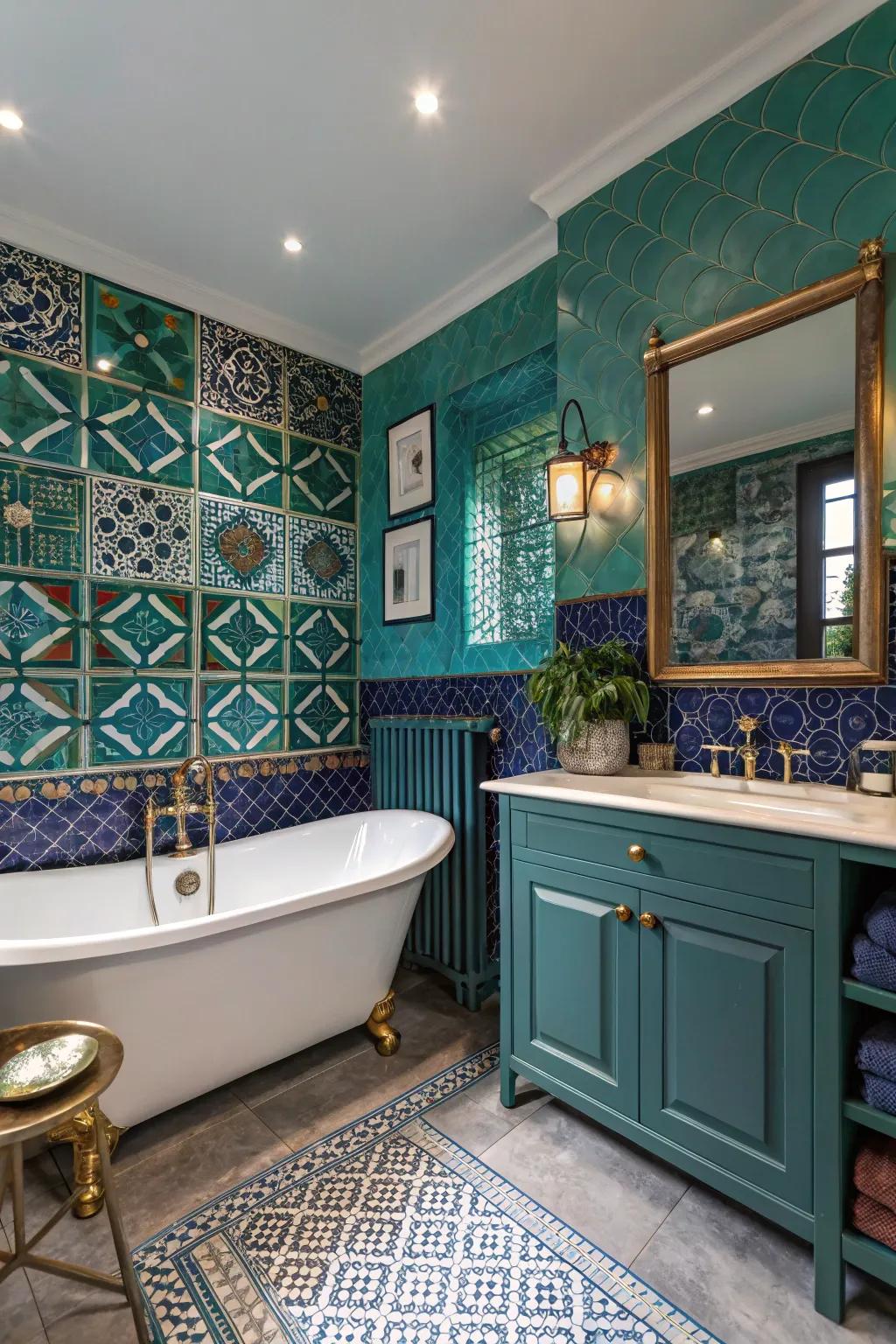 Bold colors inject personality, making your bathroom a lively space. 🎨 #BoldColors #VibrantDesign