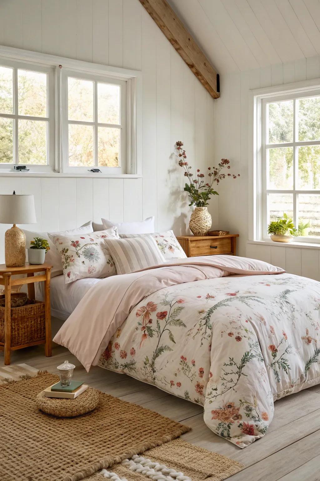 Vintage floral touches add timeless charm to your bedroom decor.