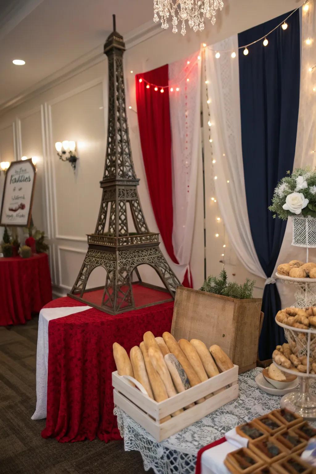 Capture memories at a Parisian-themed photo booth. 📸 #PhotoBoothFun #FrenchProps