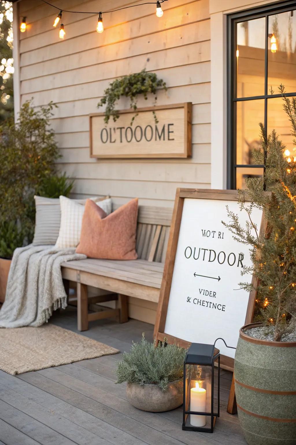 Invite relaxation with an outdoor sign that sets the mood for your patio paradise.