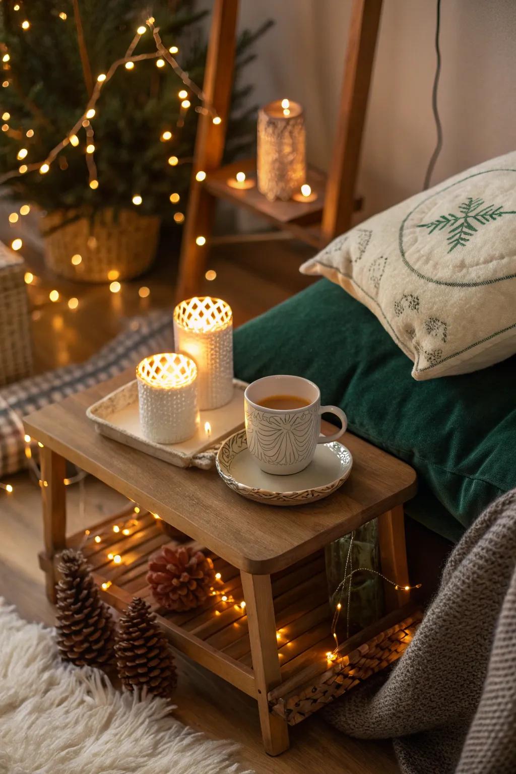 Turn any corner into a cozy escape with the soft glow of tea lights.