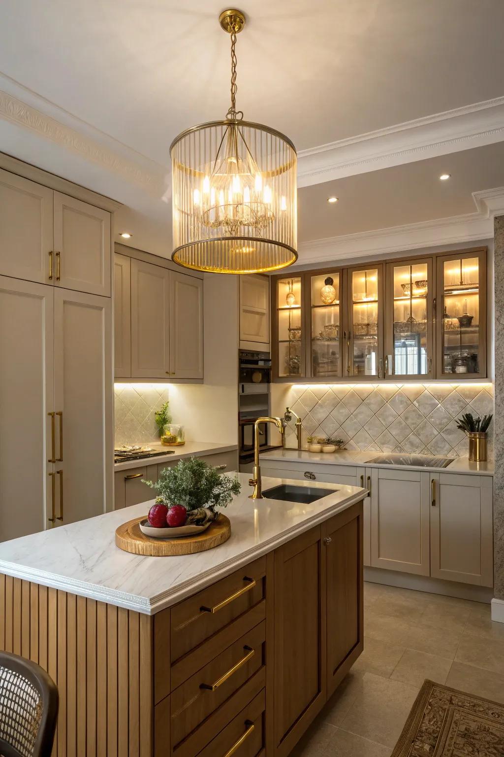 Layered lighting balances function and style in your kitchen. 🏠 #LayeredLighting #KitchenDesign #HomeInspiration