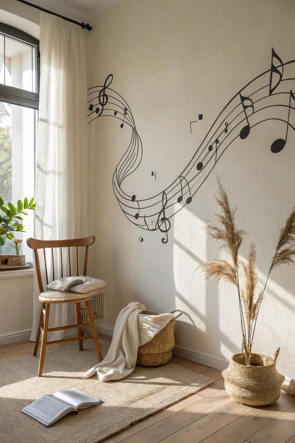 Embrace simplicity with melodic line art that whispers elegance and musicality.