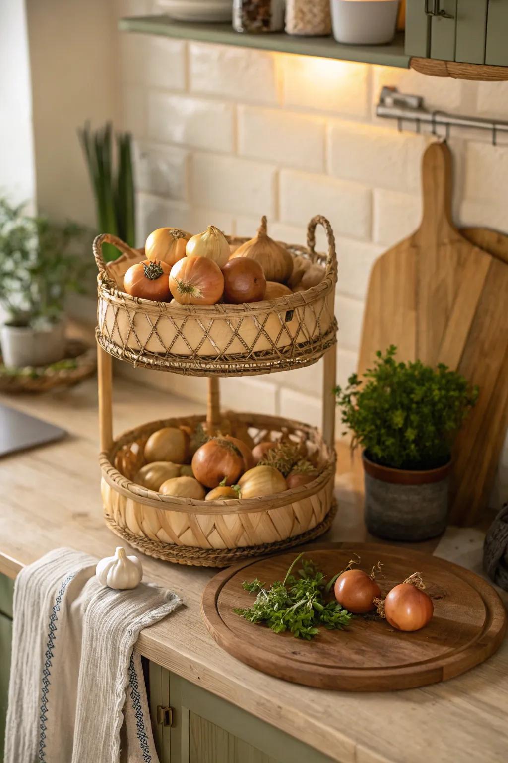 Natural elegance meets functionality with these two-tier bamboo baskets. 🌿 #BambooStyle #HomeInspiration