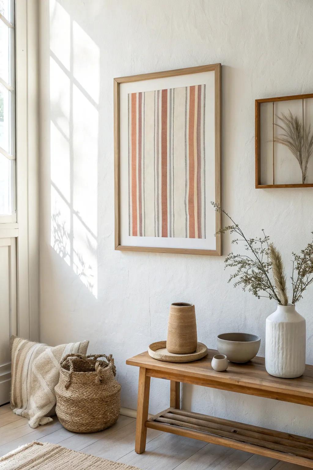 Elevate your decor with the understated elegance of pinstripe patterns. #PinstripeElegance #RetroVibes