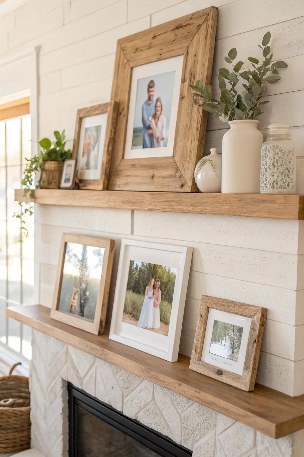 Personalize your mantel with cherished family memories. ❤️ #FamilyFirst #PersonalDecor