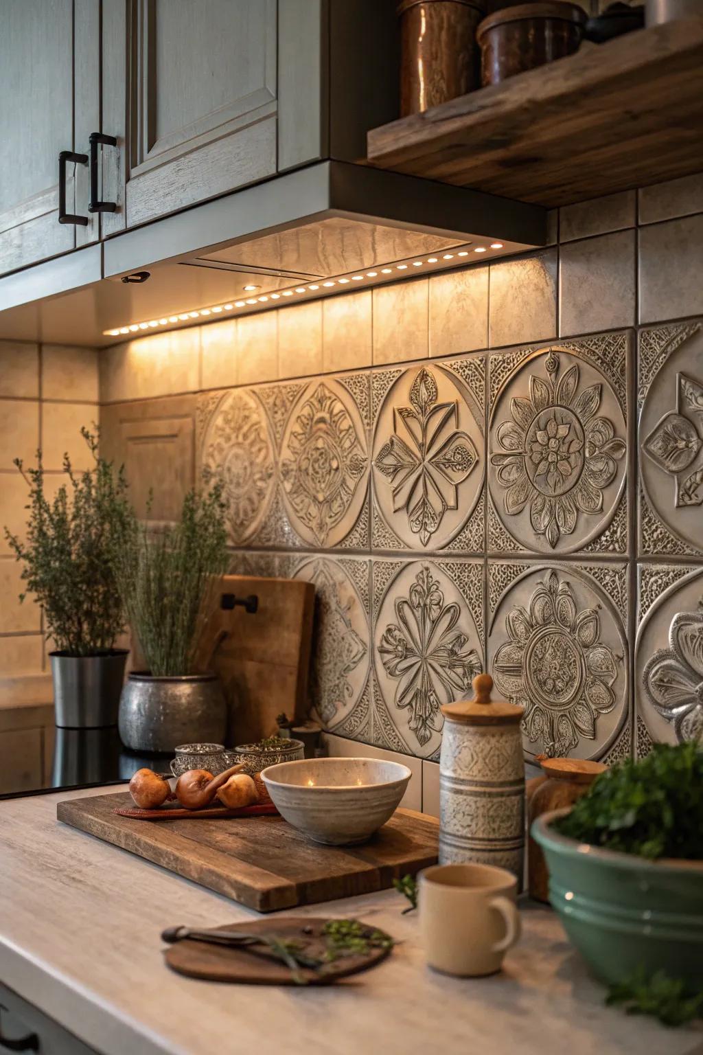 Highlight your kitchen with <strong>tin accents</strong>, creating a vibrant and eclectic space. 🌈 #EclecticDesign #HomeDecor” loading=”lazy” class=”pimg”>
	</picture><figcaption>Highlight your kitchen with <strong>tin accents</strong>, creating a vibrant and eclectic space. 🌈 #EclecticDesign #HomeDecor</figcaption></figure>
<p>Use tin tiles as accents rather than covering the entire backsplash. This approach highlights specific areas and can make your kitchen pop in unexpected ways.</p>
<h3>May just do the trick:</h3>
<ul class=