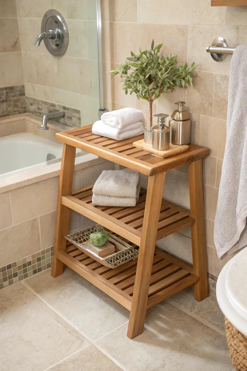Add comfort and storage to your shower routine with a multi-functional bench.