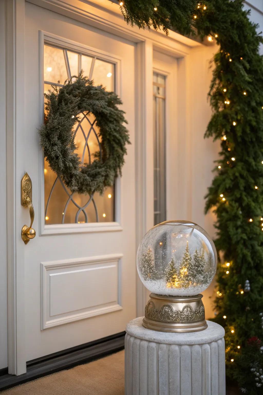 Add a touch of elegance with metallic snow accents, bringing a festive shimmer to your holiday decor.