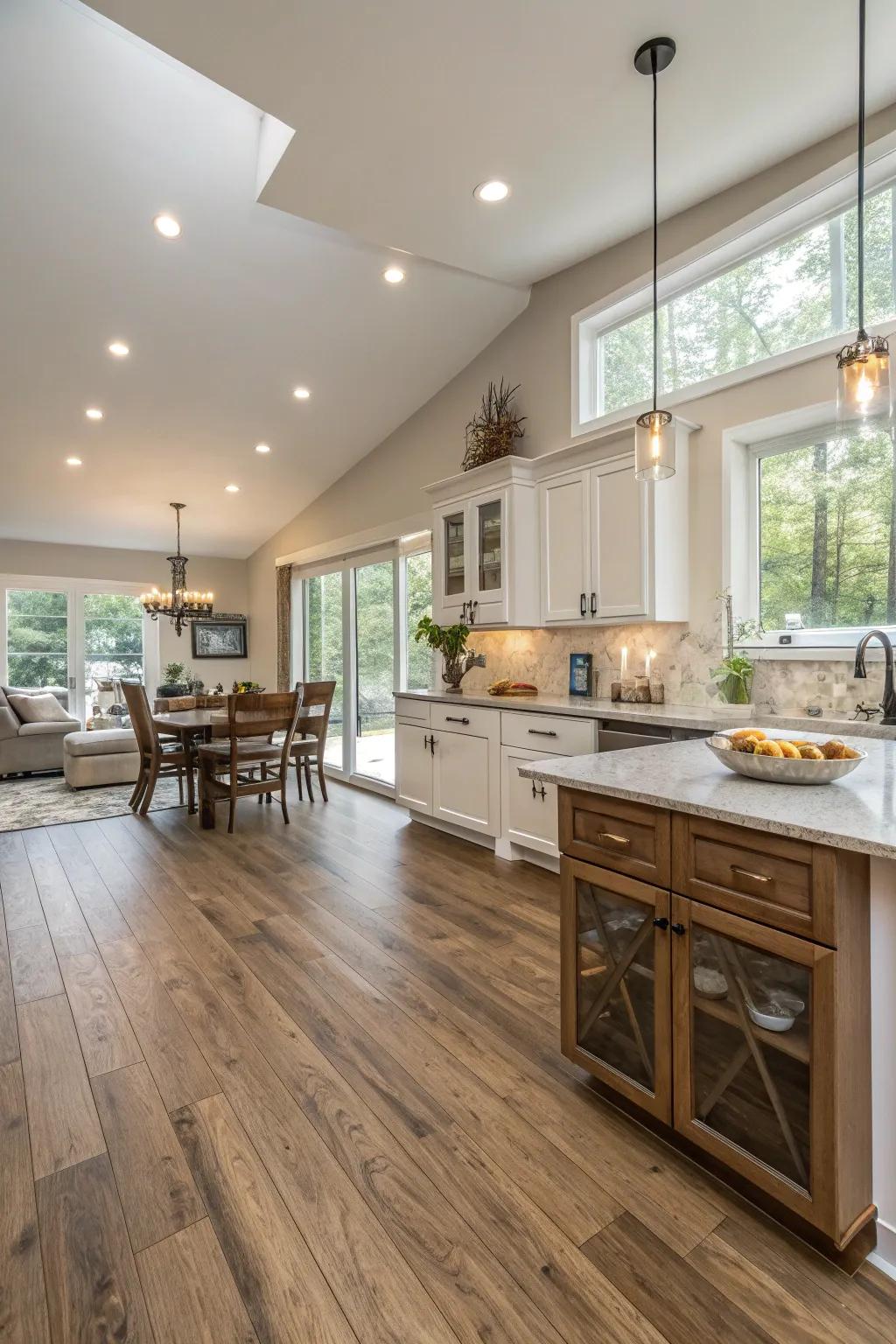 Step up your kitchen game with modern flooring that ties the space together.