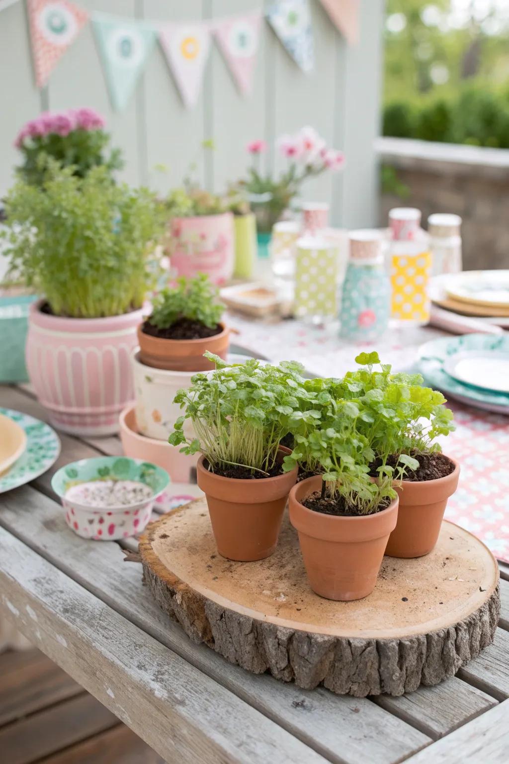 Send guests home with a mini herb garden as a charming and personal memento of your spring fling.