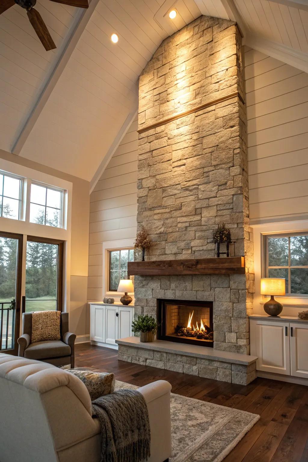 Create an impressive vertical statement with full-wall shiplap extension.