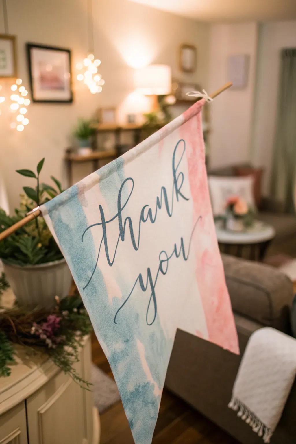 Bring artistry into your thank you with a watercolor banner that’s a visual delight.