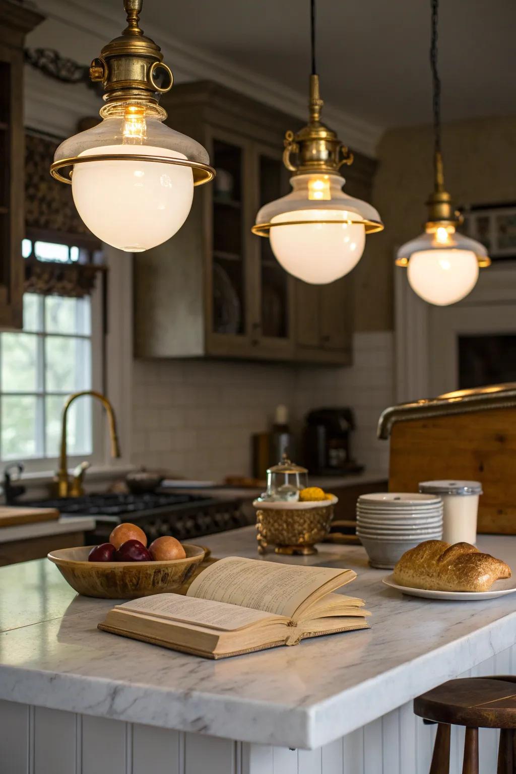 Rediscover vintage simplicity with schoolhouse lights that bring classic elegance to your kitchen.