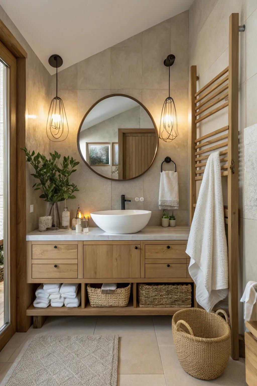 Adjustable lighting creates the perfect mood for any time of day.