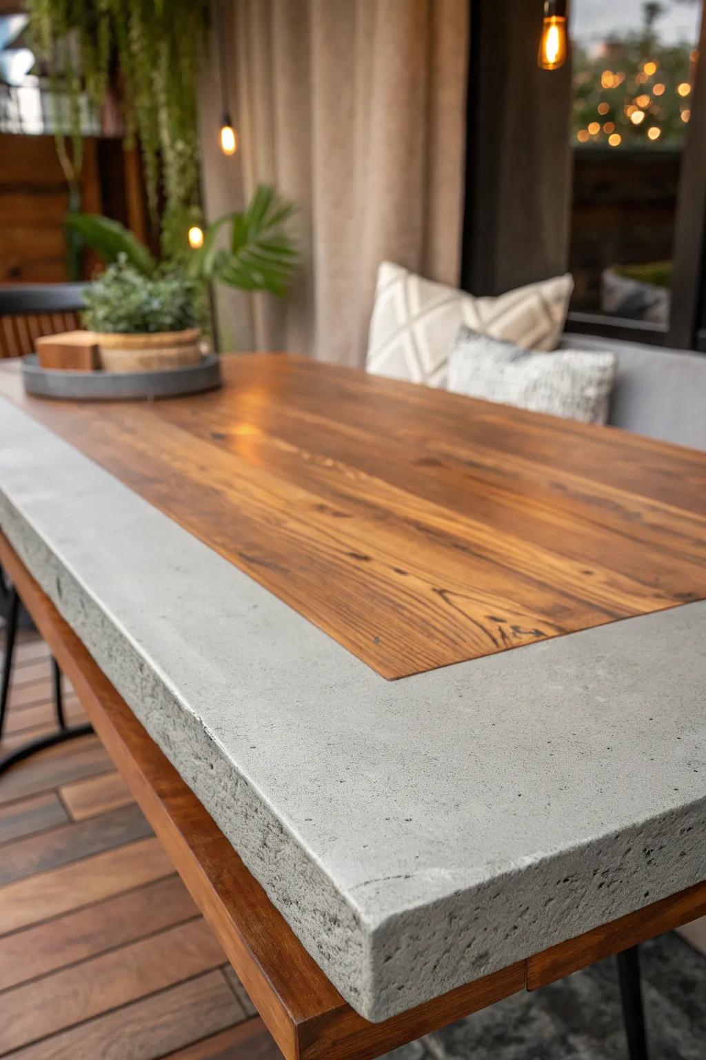 Blend urban and rustic elements with a concrete and wood table that exudes industrial chic. 🏙️ #IndustrialDesign #TableTrends