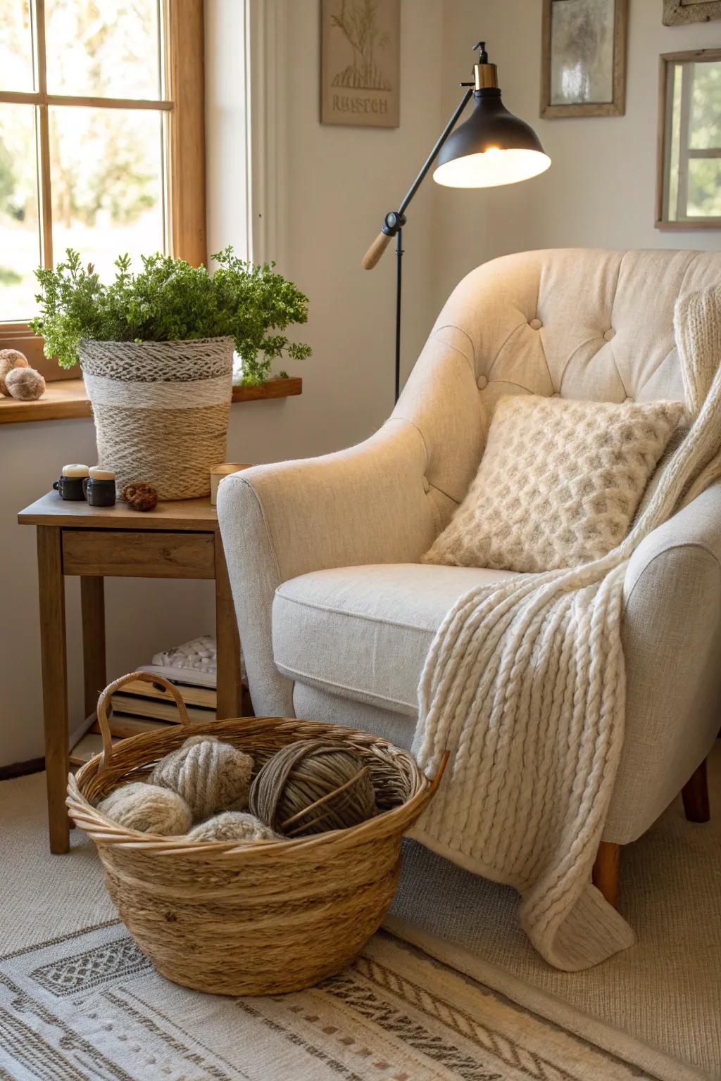 Craft a cozy nook that invites you to relax and enjoy your projects.