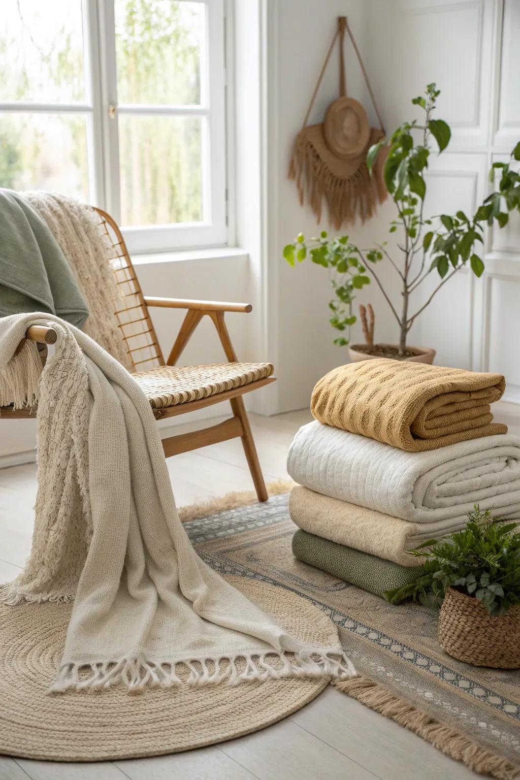 Wrap yourself in the comfort of layered textiles in your zen corner.