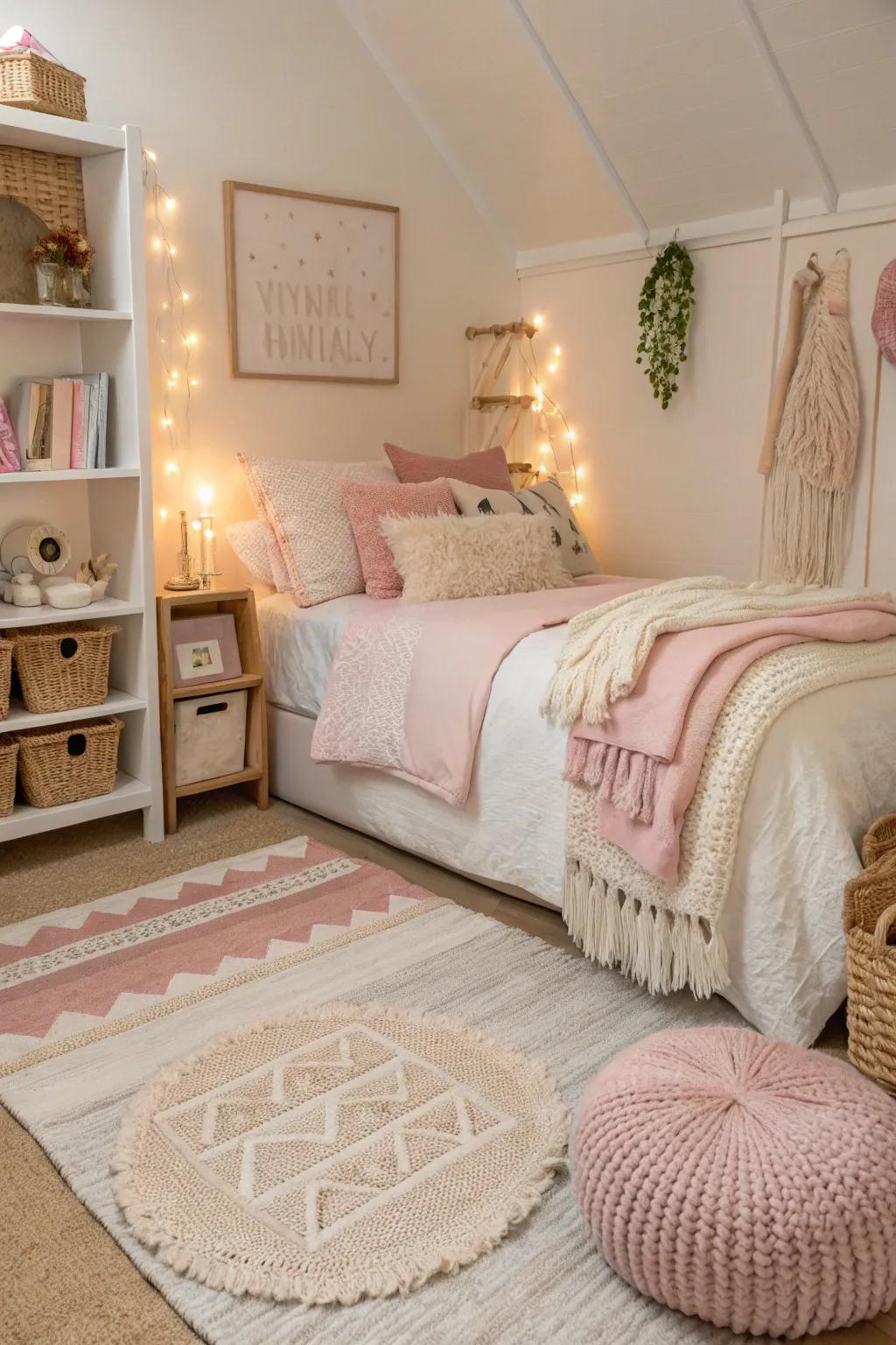 Textures bring warmth and depth to a teen's room, creating a cozy and inviting atmosphere.