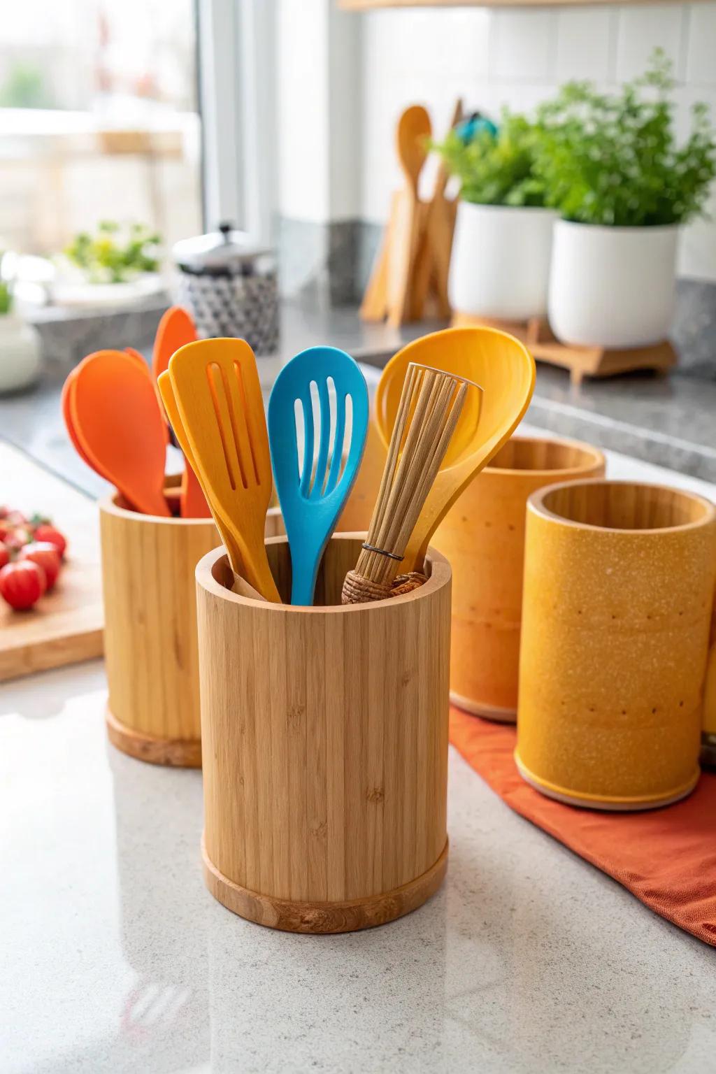 Keep your kitchen tidy and stylish with bamboo storage solutions. #KitchenOrganization #MinimalistLiving