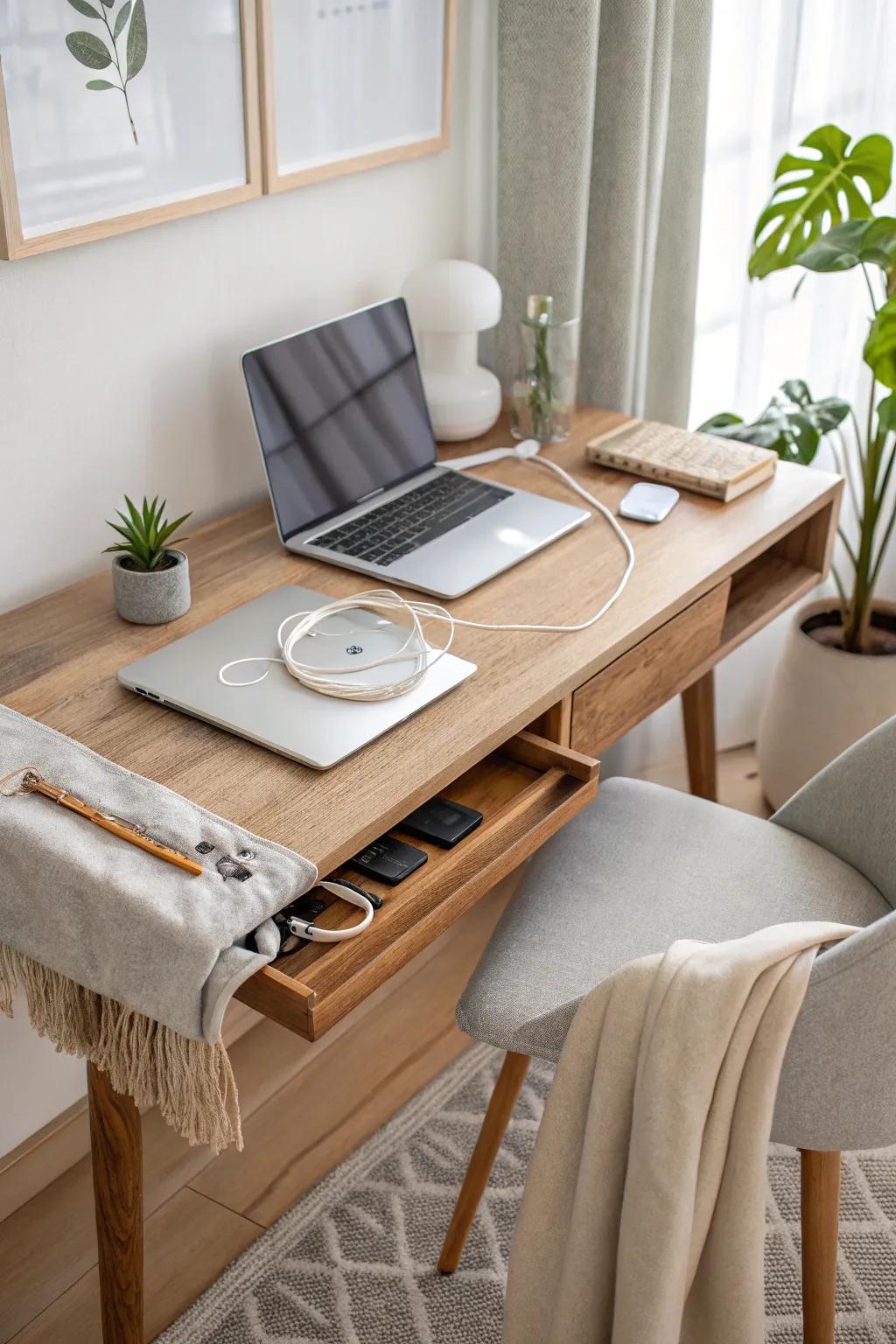 Declutter your desk with smart cable management that keeps wires out of sight and mind.